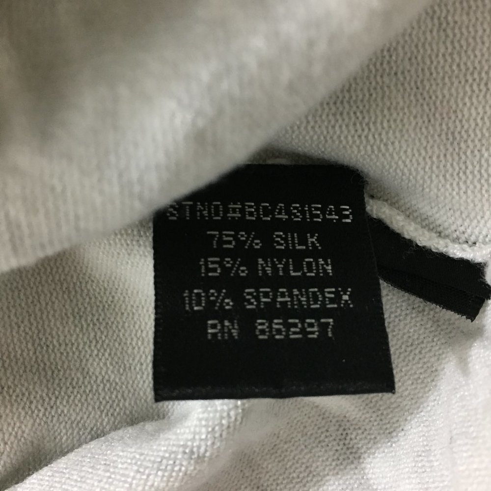 BCBGMAXAZRIA White Black Beads Floral Print Purple Trim Silk Blend Sweater - Picture 3 of 15